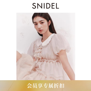 收腰衬衫 上衣SWFB261305 甜美丝绒娃娃领泡泡袖 SNIDEL2026春夏新品
