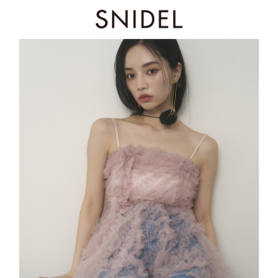 SNIDEL春夏款时尚网纱玫瑰花颈链花朵项链配饰SWGA242653