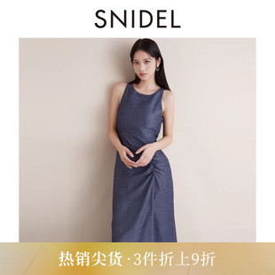 SNIDEL秋冬款 连衣裙SWFO244008 气质收腰抽褶露背圆领无袖