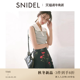 上衣SWNT254041 背心针织衫 SNIDEL2025秋冬新品 简约百搭翻领无袖