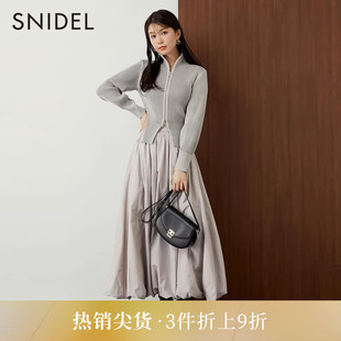 SNIDEL秋冬高领双拉链针织衫 SWNO235066 半身花苞裙套装