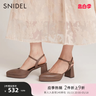 SWGS225603 SNIDEL秋冬款 时髦淑女纯色尖头浅口粗高跟单鞋