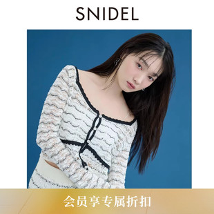 钩织镂空针织衫 上衣SWNT261156 蕾丝方领长袖 SNIDEL2026春夏新品