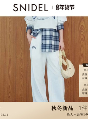SNIDEL2025秋冬新品简约百搭松紧腰收口直筒休闲卫裤SWCP254198