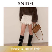 SNIDEL2025秋冬新品 SWFP255148 高腰花朵提花蕾丝刺绣荷叶边短裙裤