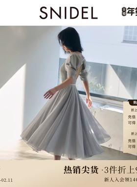 SNIDEL2025春夏新品Chacott联名露背针织薄纱连衣裙SWNO251056