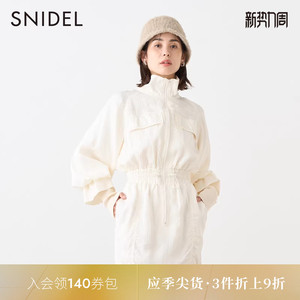 SNIDEL秋冬时髦休闲立领拉链抽绳收腰连衣裙SWFO235071