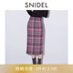 SNIDEL秋冬款 半身裙SWFS245113 复古格纹高腰直筒包臀中长款