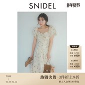 SNIDEL春夏款 优雅淑女泡泡袖 亮片雪纺印花连衣裙SWFO251088