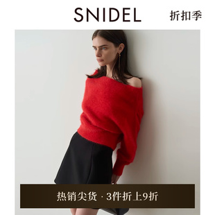 甜美一字领露肩动物毛毛衣针织衫 SNIDEL秋冬款 SWNT244040