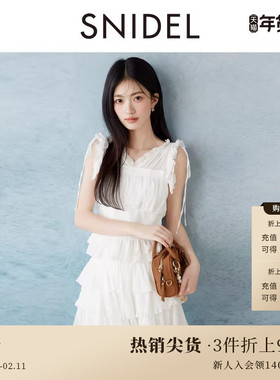 SNIDEL春夏款甜美V领抽褶收腰荷叶边衬衫上衣SWFB252102