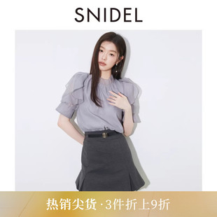 雪纺衬衫 SWFB254122 甜美小立领荷叶边泡泡袖 SNIDEL2025秋冬新品