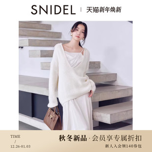 吊带连衣裙套装 针织衫 SWNO255088 优雅V领长袖 SNIDEL2025秋冬新品