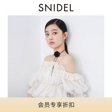 上衣SWFB242037 薄纱衬衫 SNIDEL2024春夏新品 甜美仙女一字领泡泡袖