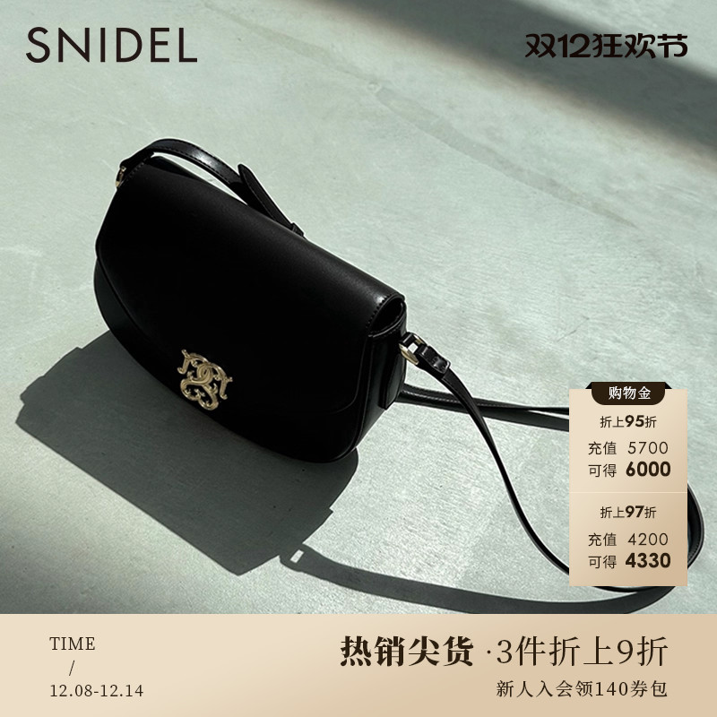SNIDEL金属logo仿皮单肩斜挎包