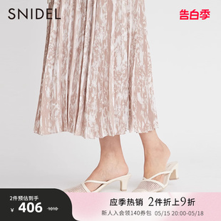 SWGS221622 SNIDEL春夏透视纯色网眼包头粗跟凉鞋 拖鞋