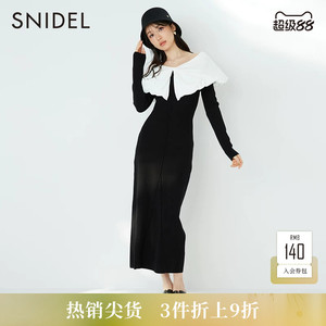 SNIDEL秋冬甜美娃娃领针织收腰修身显瘦连衣裙SWNO234125