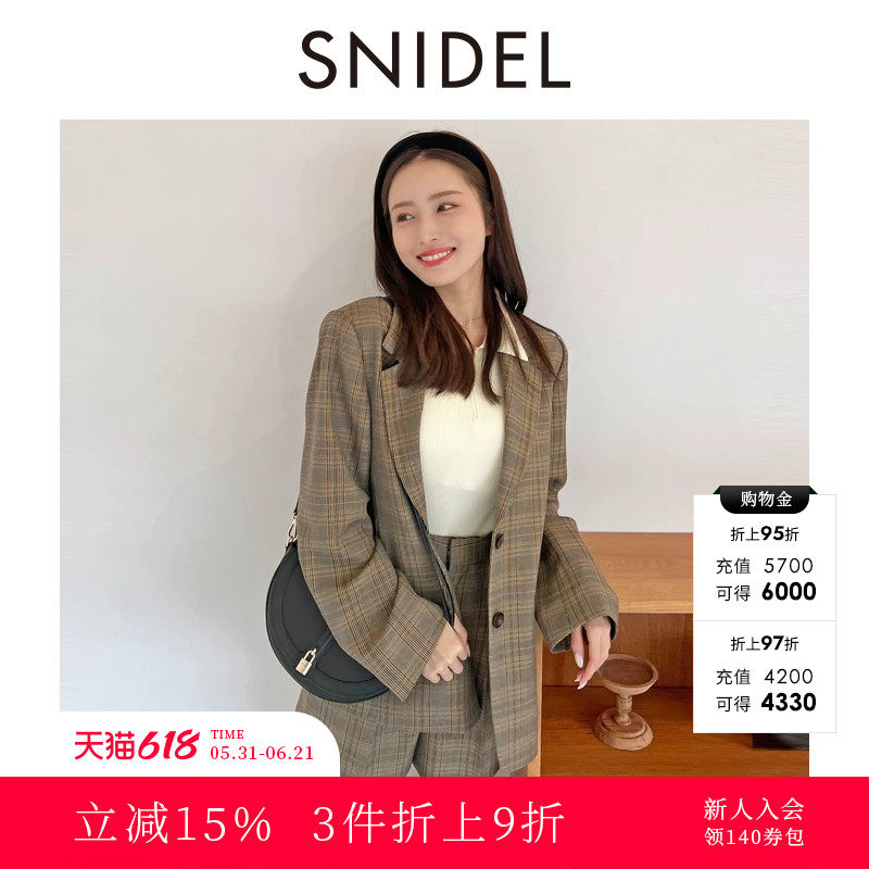 SNIDEL2025秋冬新品简约百搭高腰休闲直筒短裤西装裤SWFP254278