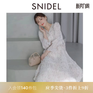 SNIDEL春夏款 木耳边蛋糕百褶连衣裙SWFO251122 优雅花苞袖