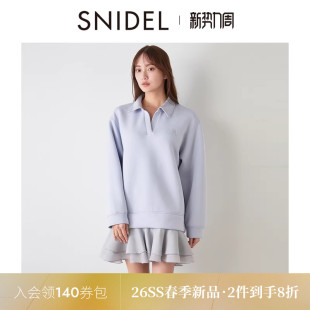SNIDEL2026春夏新品 卫衣拼接荷叶边连衣裙SWCO261124 休闲翻领长袖