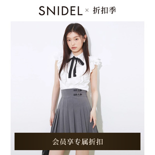 SNIDEL2025秋冬新品 上衣SWFB254036 甜美荷叶边小飞袖 蝴蝶结衬衫