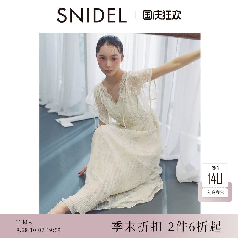 SNIDEL2026春夏新品Chacott联名蕾丝小飞袖印花连衣裙SWFO261107图片