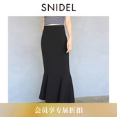SNIDEL2025秋冬新品 百搭高腰包臀纯色鱼尾半身裙SWFS255104 时尚
