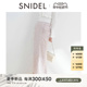 SNIDEL2024春夏新品优雅高腰系带抽褶后开叉印花半身裙SWFS242045