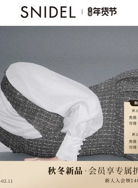 SNIDEL2025秋冬新品甜美泡泡袖蝴蝶结系带雪纺衬衫上衣SWFB255162