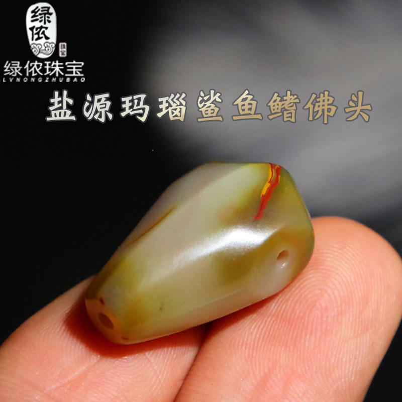 盐源玛瑙鲨鱼鳍一体三通佛头文玩手串108佛珠星月金刚椰蒂diy配饰