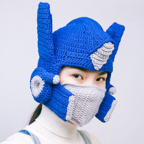 擎天柱大黄蜂创意编织头套毛线