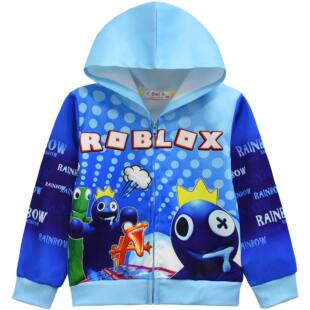 秋季男童衣服roblox rainbow friends拉链连帽外套夹克衫休闲上衣