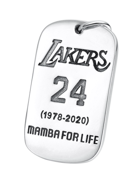 科比纪念牌吊坠纯银男