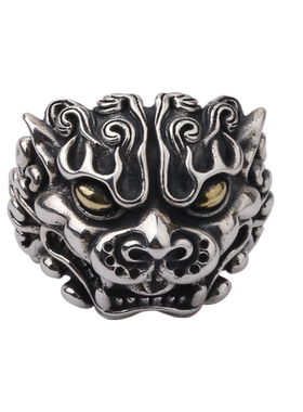 夸张霸气大号男戒纯银中国风男士