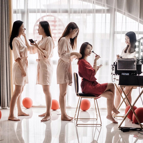 婚礼晨袍结婚伴娘冰丝晨袍伴手礼