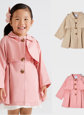 春装新款 西班牙小精品 女童洋气中长款韩版风衣外套 中童琦