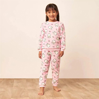 秋冬可爱漂亮满印小羊柔软珊瑚绒保暖卫衣+裤子家居服小中童鑫