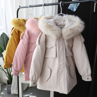 5折特价 小精品女童白鸭绒真毛狐狸毛派克风羽绒服琦 柜上2599元