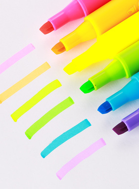 6支装齐心荧光笔彩色笔记号标记笔学习阅读重点划HP903荧光笔包邮