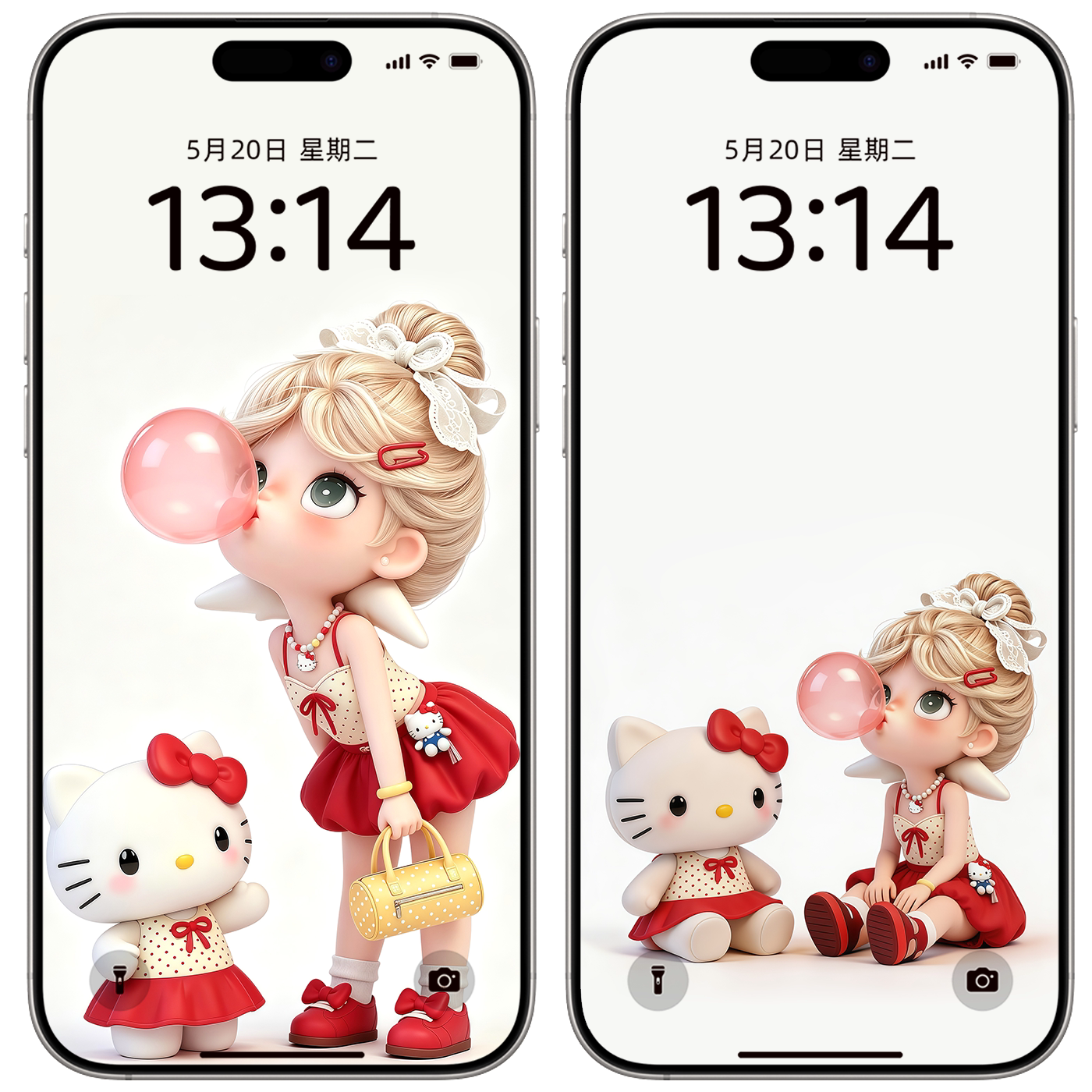 热门爆款嘎子姐HelloKitty吹泡泡苹果手机动态壁纸电脑高清壁纸