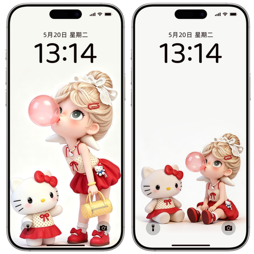 热门爆款嘎子姐HelloKitty吹泡泡苹果手机动态壁纸电脑高清壁纸