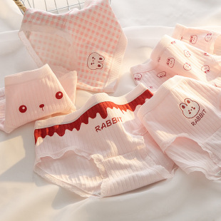 女童内裤 头 纯棉100%中大童中腰少女初中学生全棉女孩儿童三角短裤