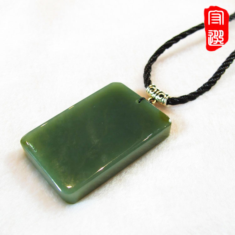 守选  天然青和田玉平安无事牌女款挂件玉石吊坠老玉牌项链