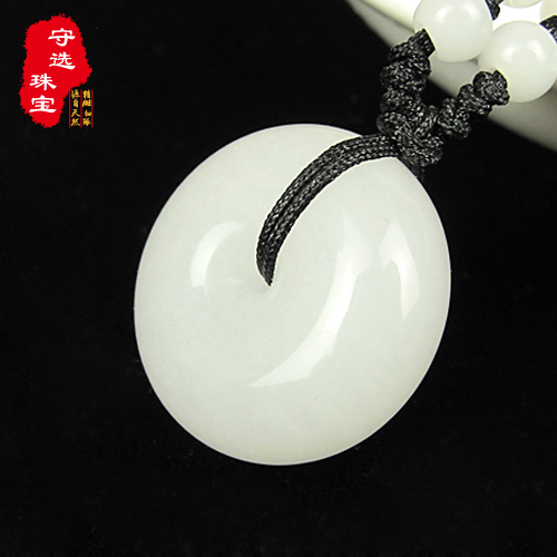 天然新疆白昆仑玉平安扣吊坠 玉坠羊脂级玉石挂件男女情侣款