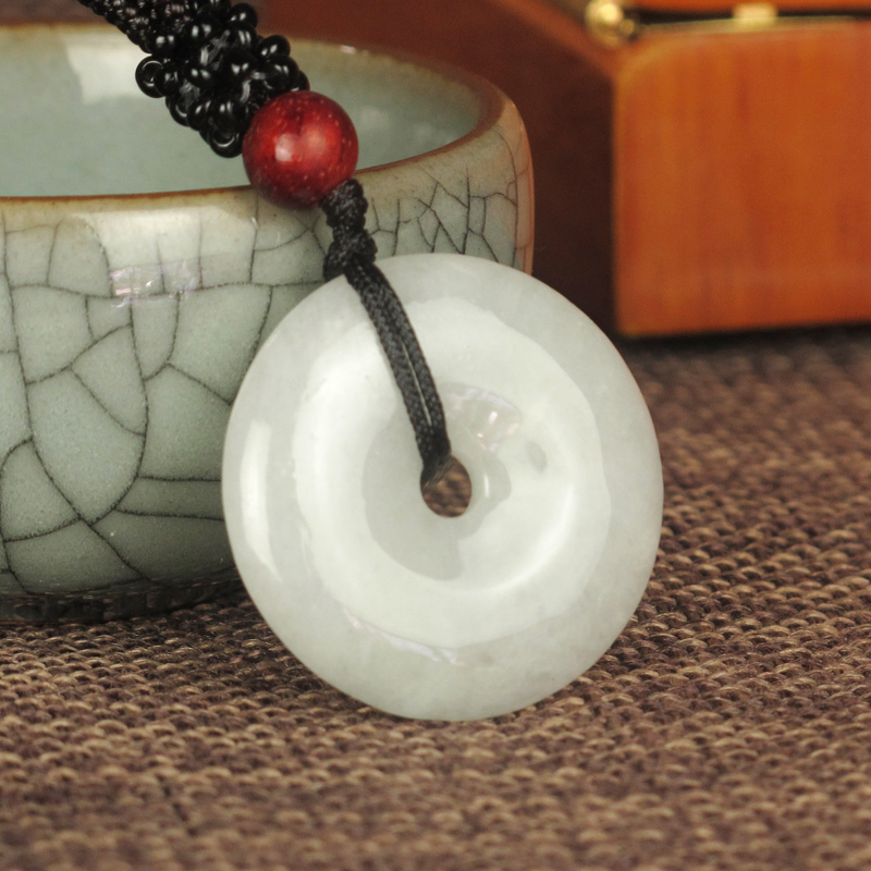 天然A货翡翠平安扣吊坠和氏璧玉佩挂件 怀古玉石坠男女款项链饰品