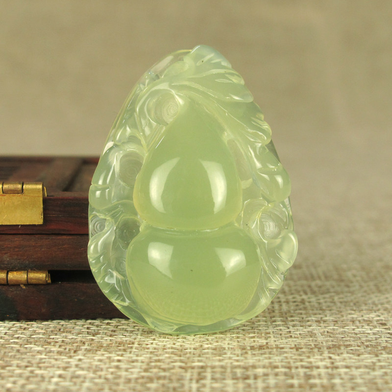 天然岫玉葫芦吊坠挂件 福禄玉石坠子男女项链玉器饰品玉挂坠