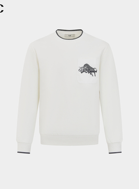 VJC/威杰思2025秋冬新款男装潮流针织休闲衫圆领套头卫衣