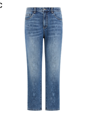 VJC/威杰思2025秋季新款男装复古做旧水洗蓝通勤品牌牛仔裤