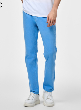 VJC/威杰思2025夏季新款男装时尚浅蓝色牛仔裤潮流街头水洗九分裤