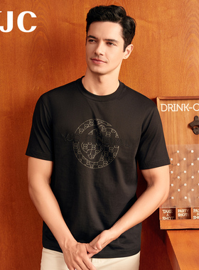 【专柜同款】VJC 2024夏季男装新款短袖烫钻休闲T恤 D24CA1705